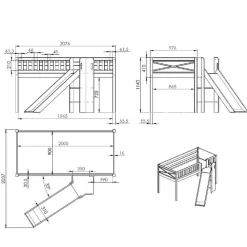 Kinder Wohnen Spielbett mit schräger Rutsche Prinzessin - Novelya
