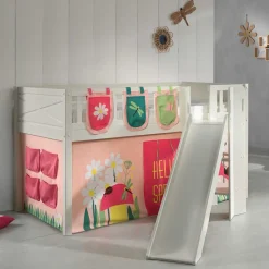 Kinder Wohnen Spielbett mit schräger Rutsche Frühlingsmotive - Annimo