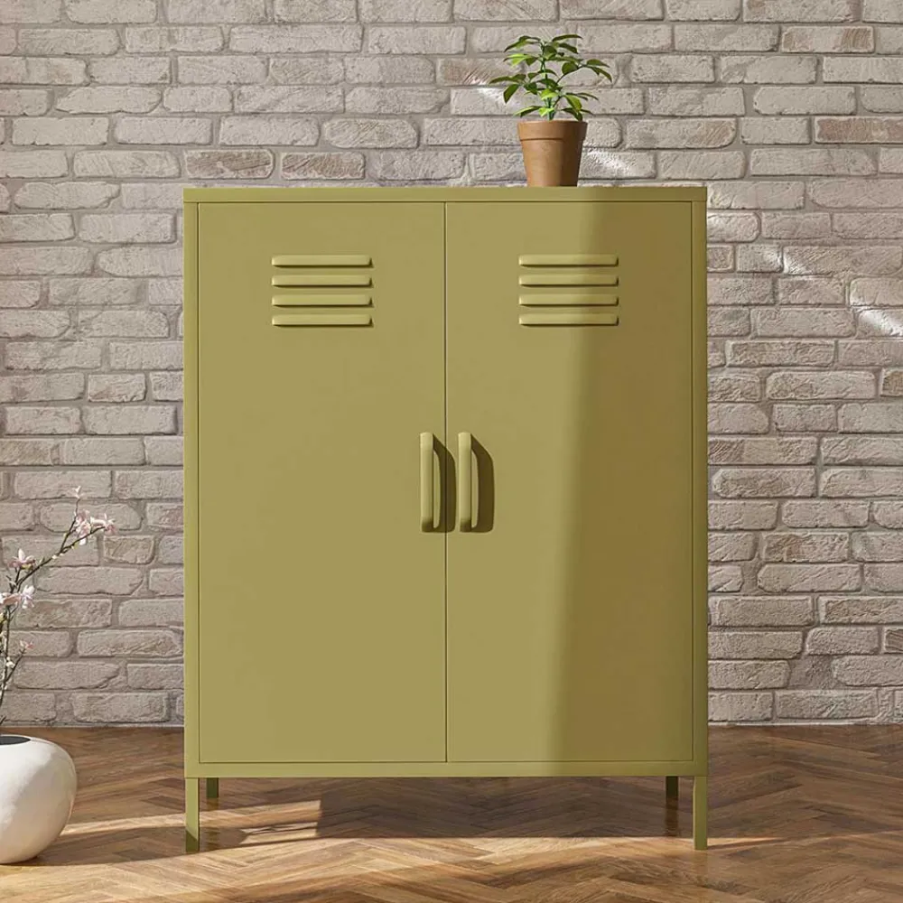 Wohnen Spind Design Highboard in Oliv Grün - Austral