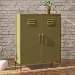 Wohnen Spind Design Highboard in Oliv Grün - Austral