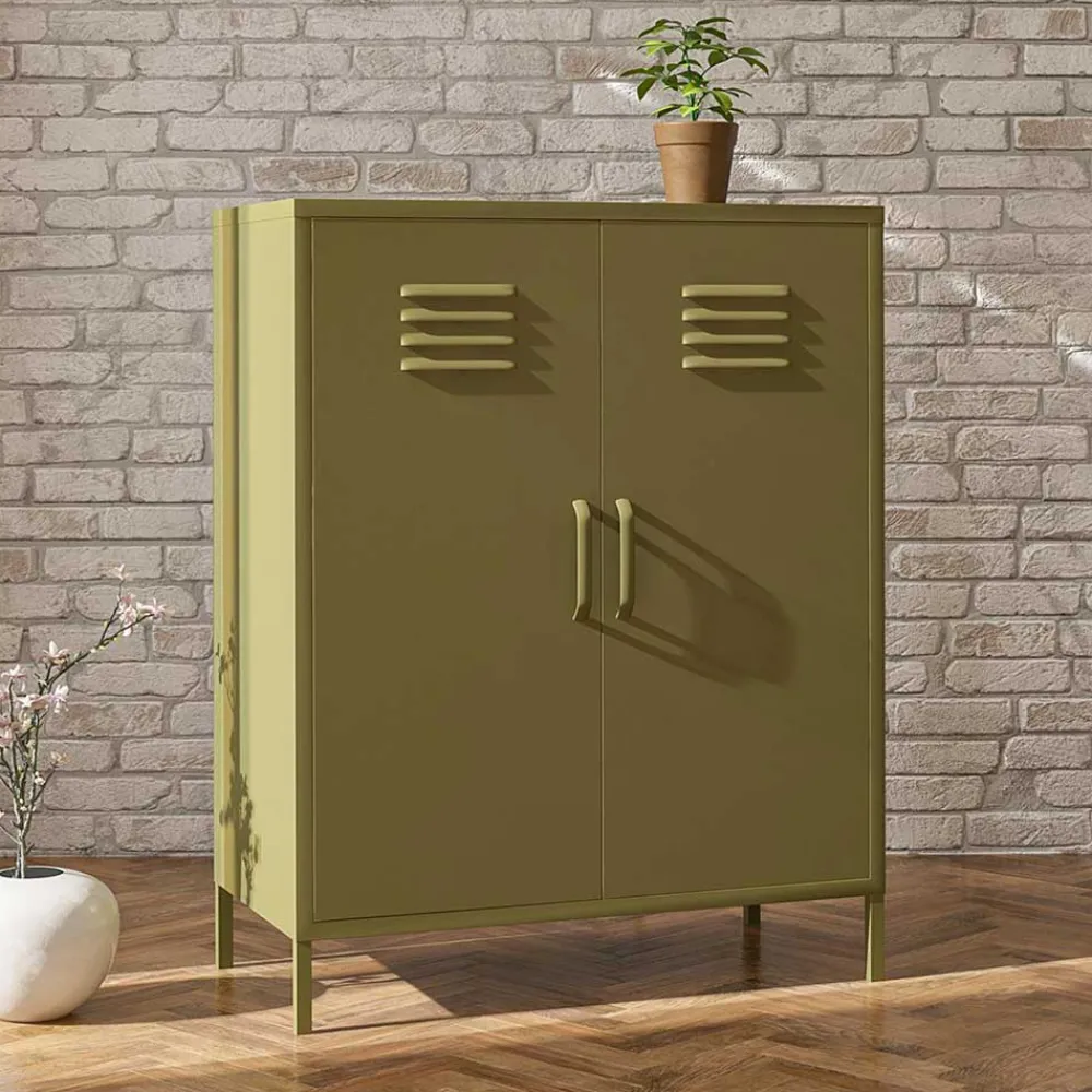 Wohnen Spind Design Highboard in Oliv Grün - Austral
