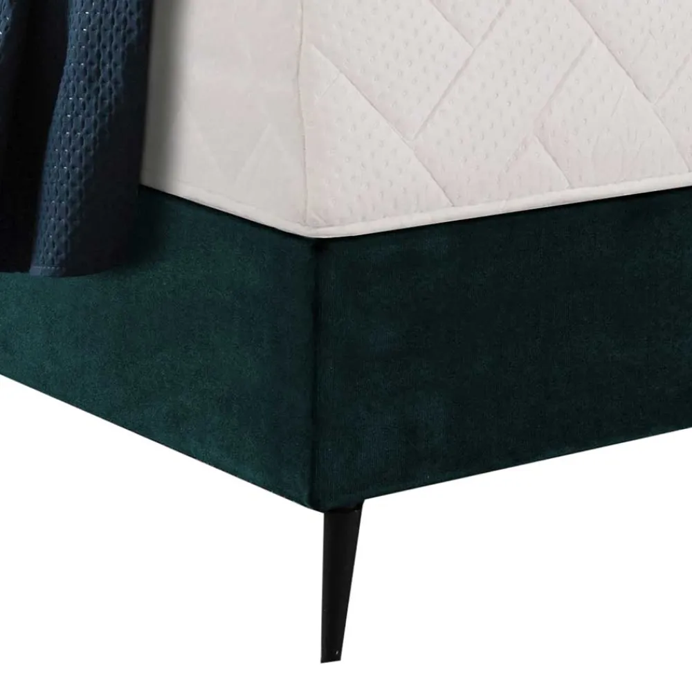 Wohnen Retro Möbel*Springboxbett in Petrol Blau Stoff - Custon