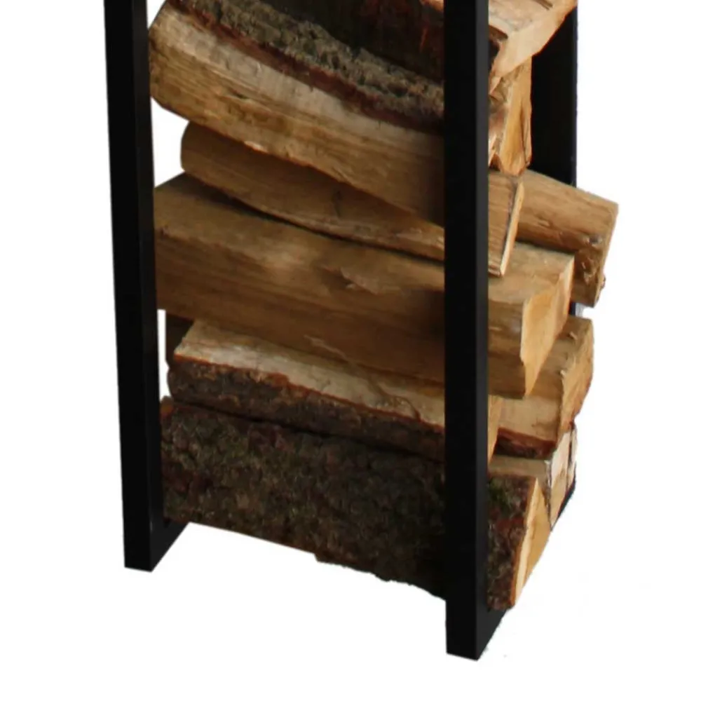 Wohnen Stahl Kaminholz Regal in Schwarz - Malivio