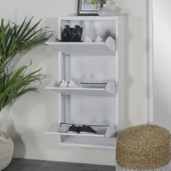 Wohnen Schuhschränke*Stahl Schuhschrank in Weiß pulverbeschichtet - Donzai