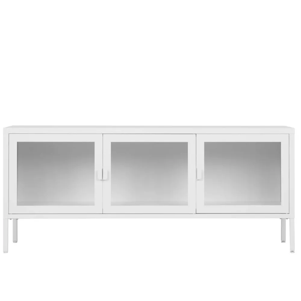 Wohnen Tv & Hifi-Möbel|Tv & Hifi-Möbel*Stahl TV Lowboard mit drei Glastüren - Sancrez