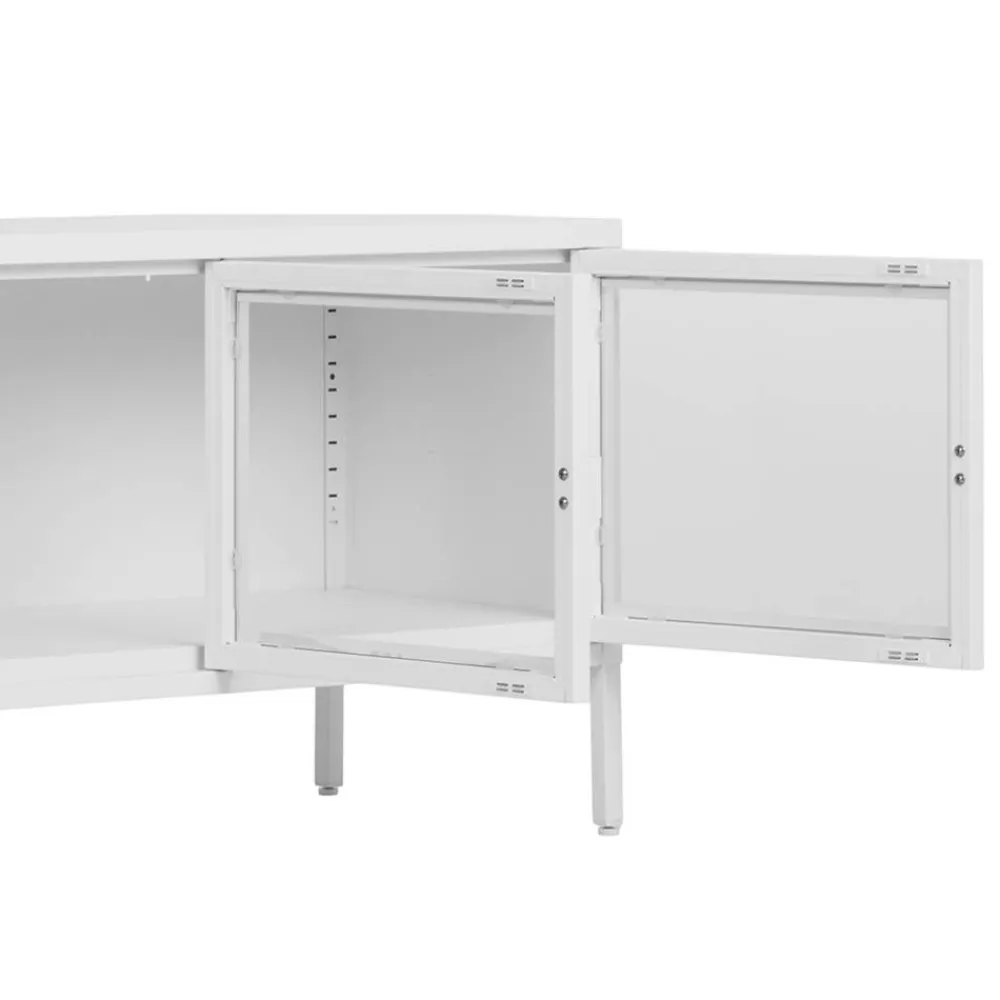 Wohnen Tv & Hifi-Möbel|Tv & Hifi-Möbel*Stahl TV Lowboard mit drei Glastüren - Sancrez