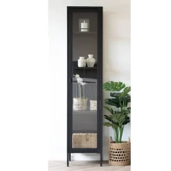 Wohnen Stahl-Vitrine in Schwarz - Rodicca