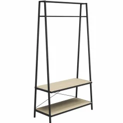 Wohnen Schwarze Möbel|Loft Möbel*Standgarderobe mit Schuhablage - Kaivason