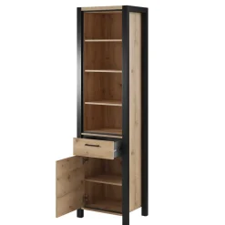 Wohnen Schwarze Möbel|Loft Möbel*Standregal in Wildeiche NB & Schwarz - Zavorra