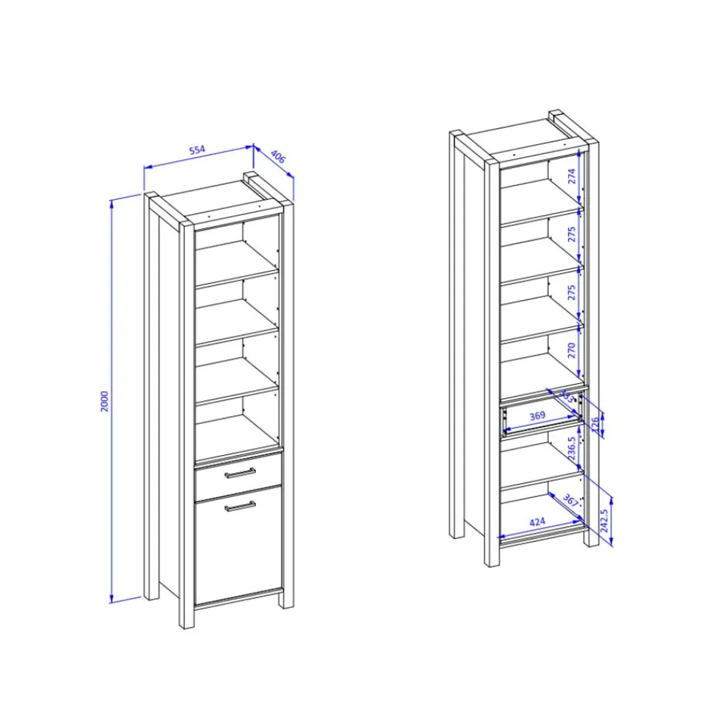 Wohnen Schwarze Möbel|Loft Möbel*Standregal in Wildeiche NB & Schwarz - Zavorra