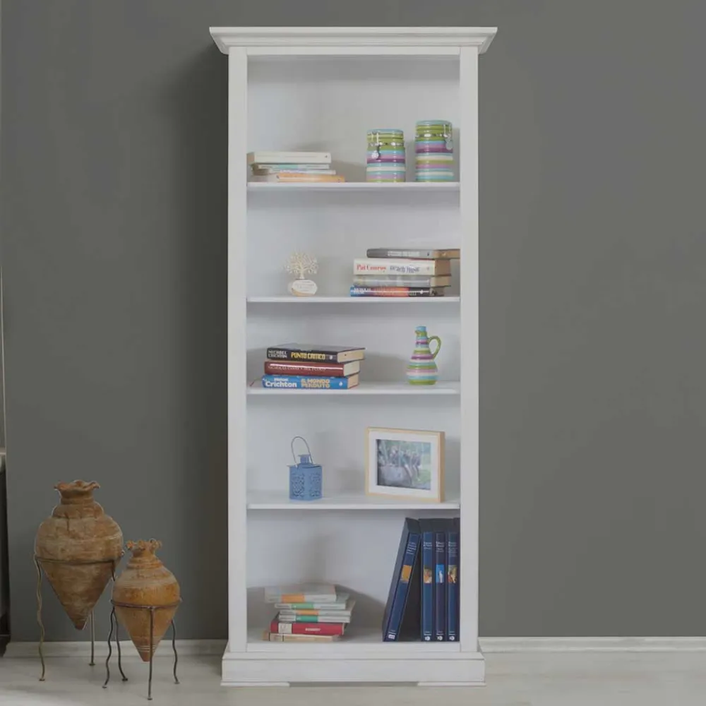 Wohnen Vitrinen|Wohnzimmer-Vitrinen*Standregal mit fünf Fächern in Antikweiß - Annot