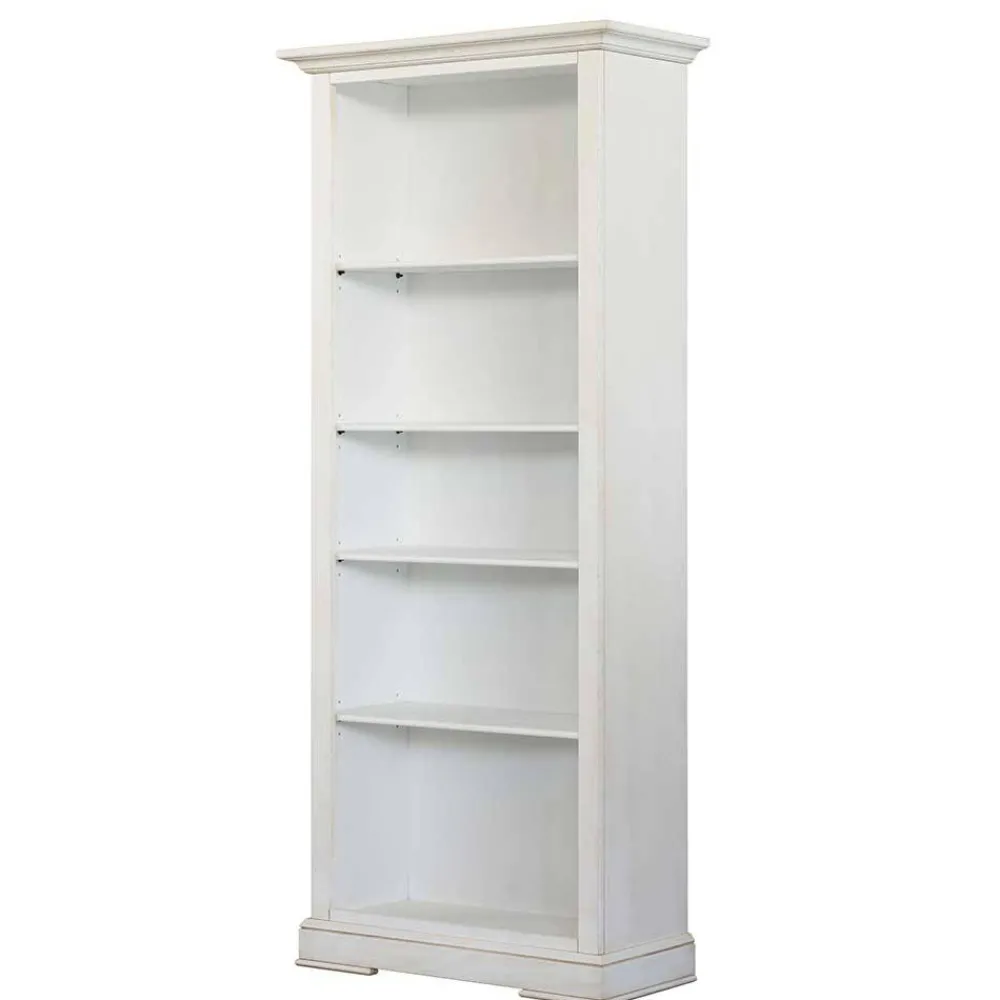 Wohnen Vitrinen|Wohnzimmer-Vitrinen*Standregal mit fünf Fächern in Antikweiß - Annot