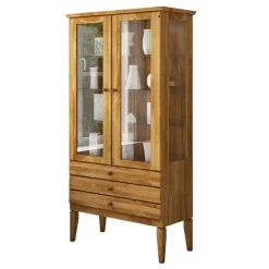 Wohnen Vitrinen|Wohnzimmer-Vitrinen*Standvitrine Masdamos aus Wildeiche massiv