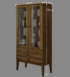 Wohnen Vitrinen|Wohnzimmer-Vitrinen*Standvitrine Masdamos aus Wildeiche massiv