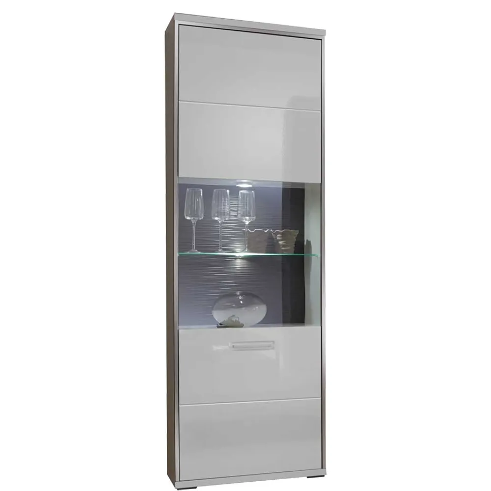 Wohnen Standvitrine Tacroma in Hochglanz Weiß