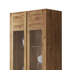 Wohnen Vitrinen|Wohnzimmer-Vitrinen*Standvitrine Vaskov aus Wildeiche Massivholz