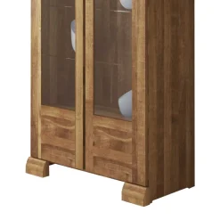 Wohnen Vitrinen|Wohnzimmer-Vitrinen*Standvitrine Vaskov aus Wildeiche Massivholz