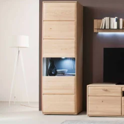 Wohnen Naturholzmöbel|Esszimmer-Vitrinen*Standvitrine Vernella aus Eiche hell geölt