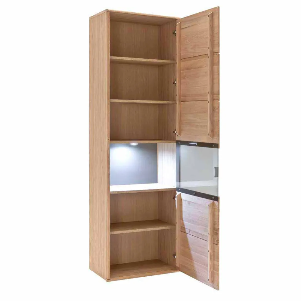 Wohnen Naturholzmöbel|Esszimmer-Vitrinen*Standvitrine Vernella aus Eiche hell geölt