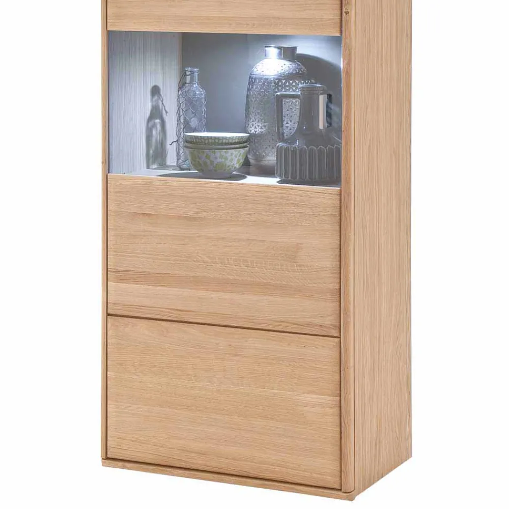 Wohnen Naturholzmöbel|Esszimmer-Vitrinen*Standvitrine Vernella aus Eiche hell geölt