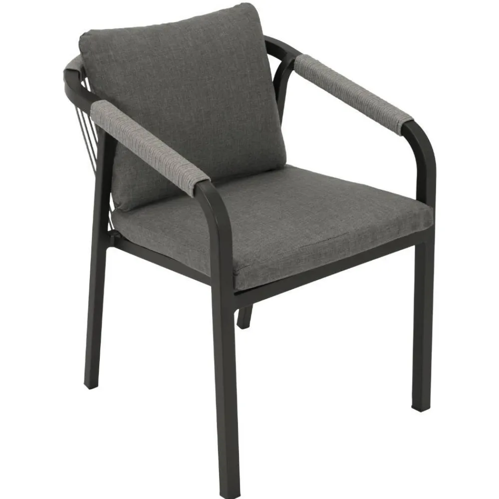 Wohnen Rattanmöbel|Metall-Gartenmöbel*Stapelbare Gartensessel mit Polstern - Sempragos (4er Set)