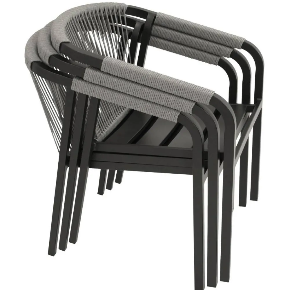 Wohnen Rattanmöbel|Metall-Gartenmöbel*Stapelbare Gartensessel mit Polstern - Sempragos (4er Set)