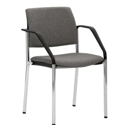 Wohnen Bürostühle*Stapelbarer Armlehnenstuhl in Grau Stoff - Lovanna