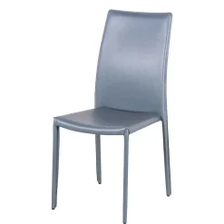 Wohnen Küchenstühle|Esszimmerstühle*Stapelbarer Hochlehner in Grau Anca Kunstleder (4er Set)