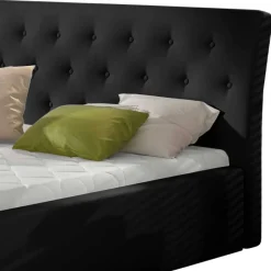 Wohnen Schwarze Möbel|Betten*Stauraum Bett in Schwarz Kunstlederbezug - Roxing