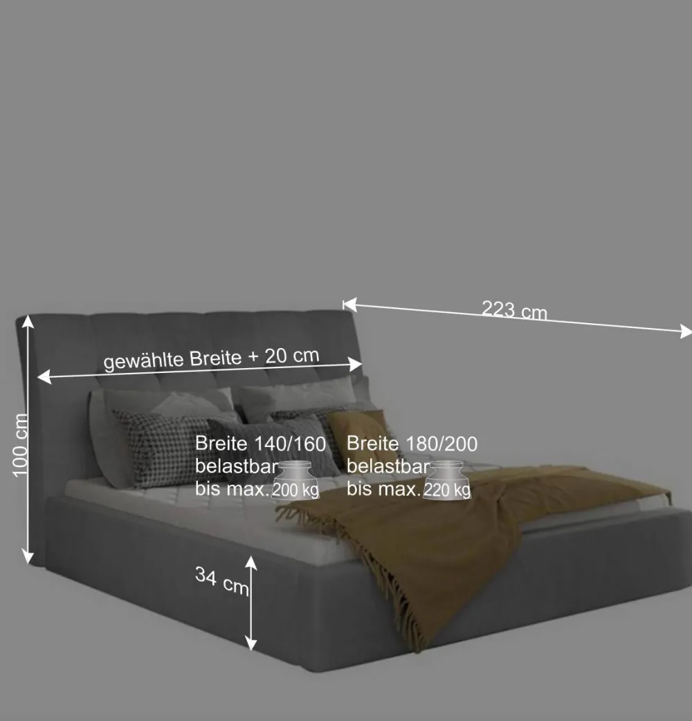 Wohnen Stauraum Bett in Schwarz Kunstlederbezug - Ernezza