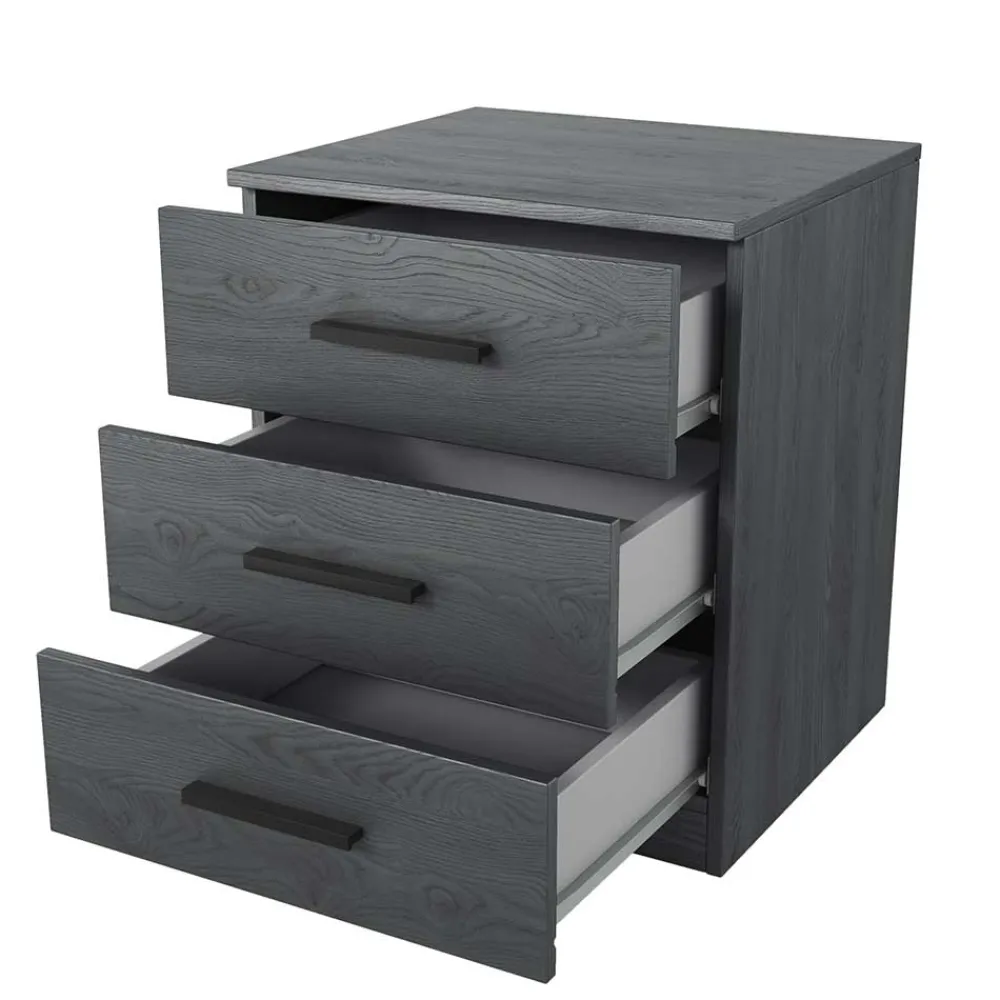 Wohnen Schwarze Möbel|Jugendbetten*Stauraum Doppelbett in Eiche Grau - Carika