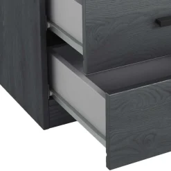 Wohnen Schwarze Möbel|Jugendbetten*Stauraum Doppelbett in Eiche Grau - Carika