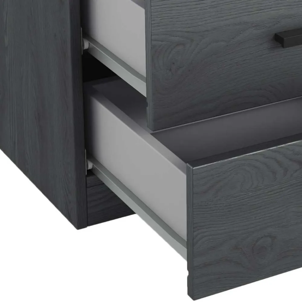 Wohnen Schwarze Möbel|Jugendbetten*Stauraum Doppelbett in Eiche Grau - Carika