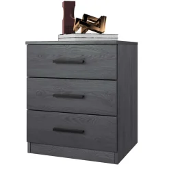 Wohnen Schwarze Möbel|Jugendbetten*Stauraum Doppelbett in Eiche Grau - Carika