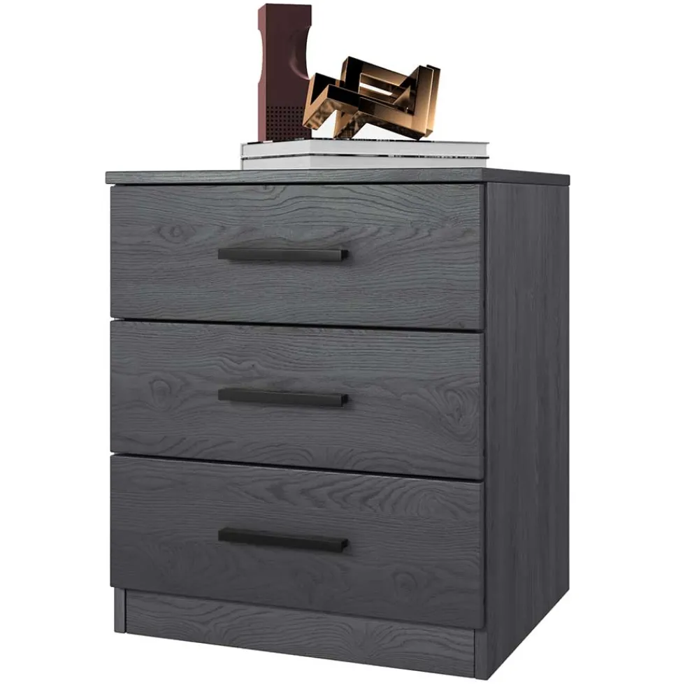 Wohnen Schwarze Möbel|Jugendbetten*Stauraum Doppelbett in Eiche Grau - Carika