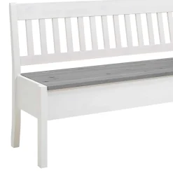 Wohnen Küchenbänke|Esszimmerbänke*Stauraum Holzbank in Weiß & Grau - Ovidos