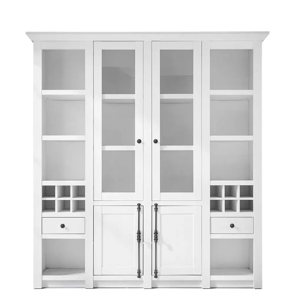 Wohnen Designermöbel|Wohnzimmerschränke*Stauraum Landhaus Vitrinenschrank in Weiß - Chelles