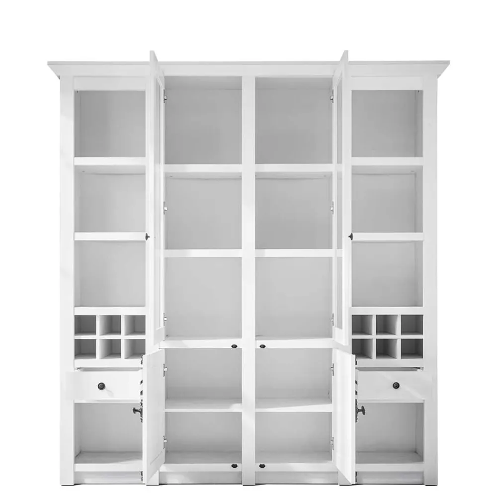 Wohnen Designermöbel|Wohnzimmerschränke*Stauraum Landhaus Vitrinenschrank in Weiß - Chelles