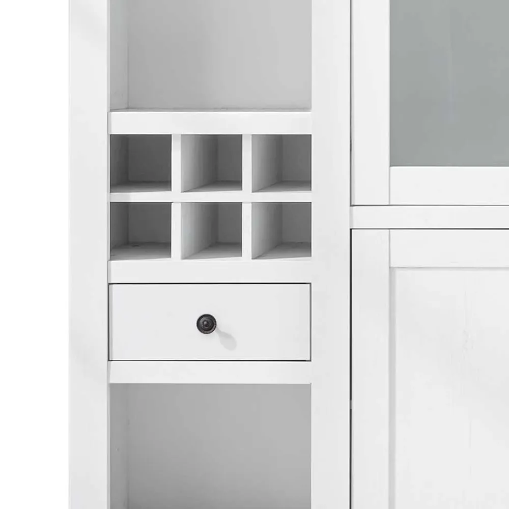 Wohnen Designermöbel|Wohnzimmerschränke*Stauraum Landhaus Vitrinenschrank in Weiß - Chelles