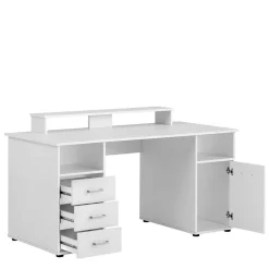 Wohnen Weiße Möbel|Jugendzimmertische*Stauraum Schreibtisch mit Bildschirmaufsatz - Fegura