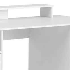 Wohnen Weiße Möbel|Jugendzimmertische*Stauraum Schreibtisch mit Bildschirmaufsatz - Fegura