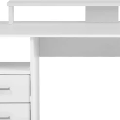 Wohnen Weiße Möbel|Jugendzimmertische*Stauraum Schreibtisch mit Bildschirmaufsatz - Fegura