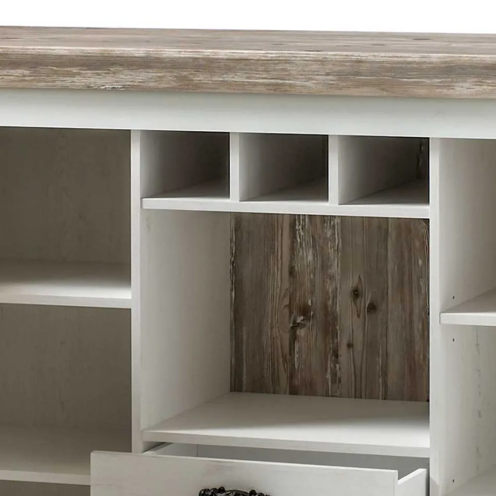Wohnen Landhausmöbel|Sideboards*Stauraum Sideboard im Scandi Landhaus Stil Nedita in Weiß