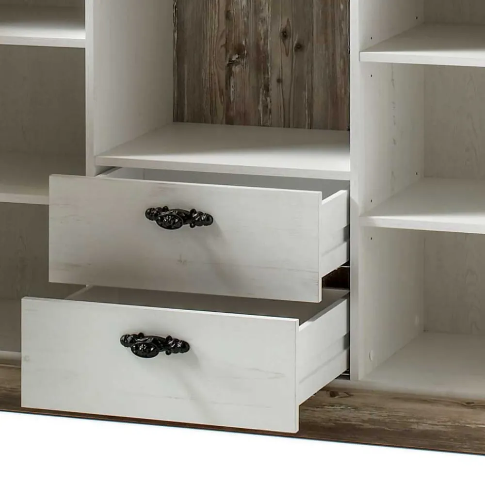 Wohnen Landhausmöbel|Sideboards*Stauraum Sideboard im Scandi Landhaus Stil Nedita in Weiß