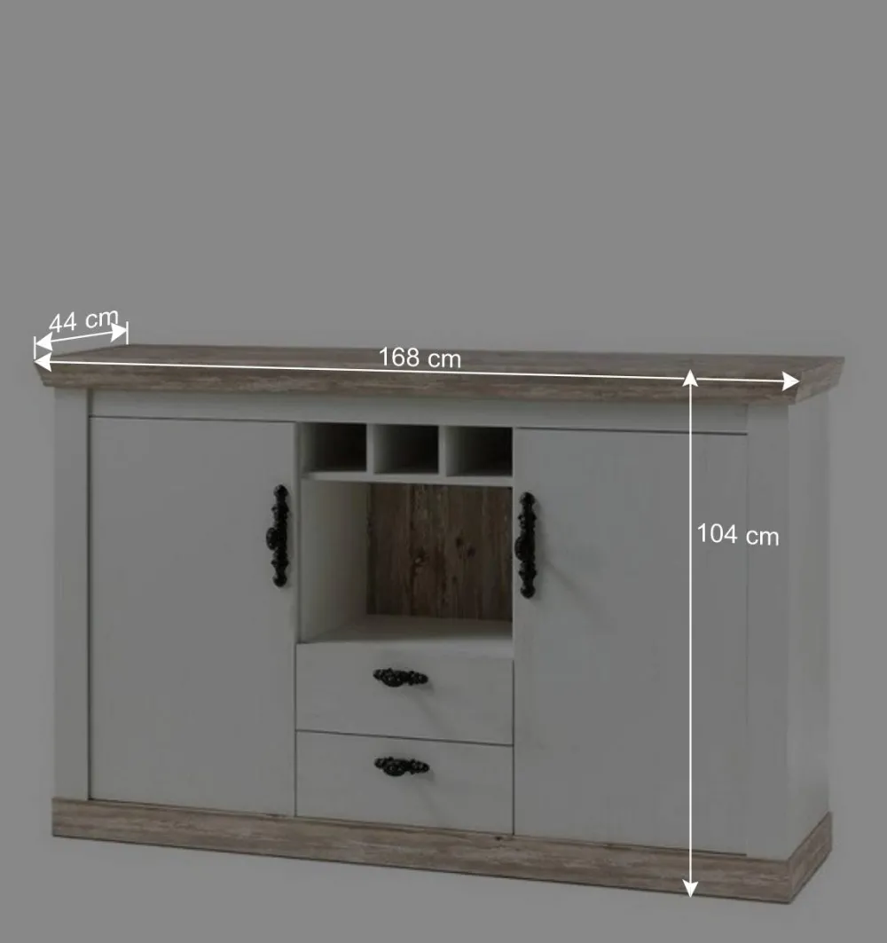 Wohnen Landhausmöbel|Sideboards*Stauraum Sideboard im Scandi Landhaus Stil Nedita in Weiß