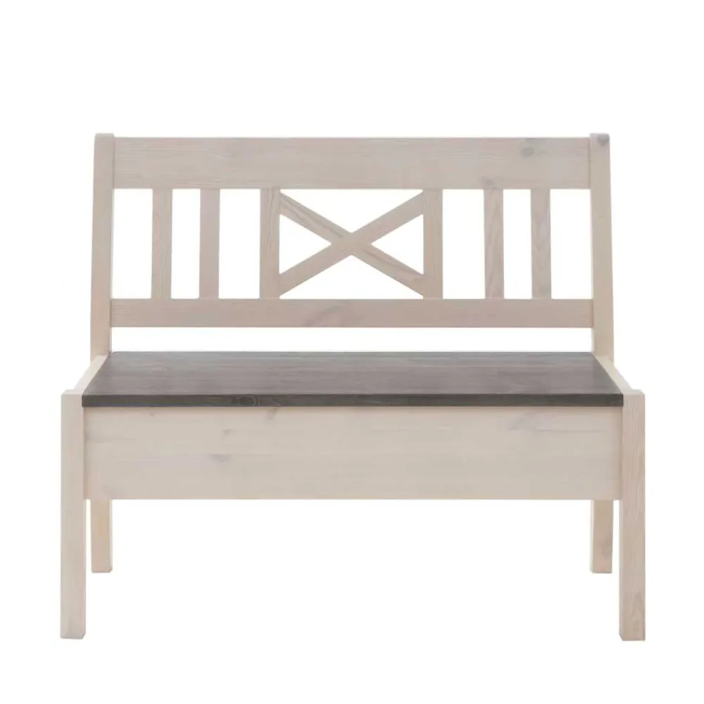 Wohnen Küchenbänke|Esszimmerbänke*Stauraumbank Yoan in Weiß Grau