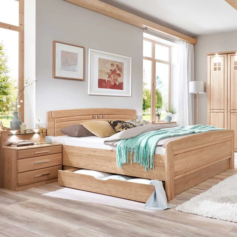 Wohnen Stauraumbett Anlage aus Eiche - Sendician (dreiteilig)