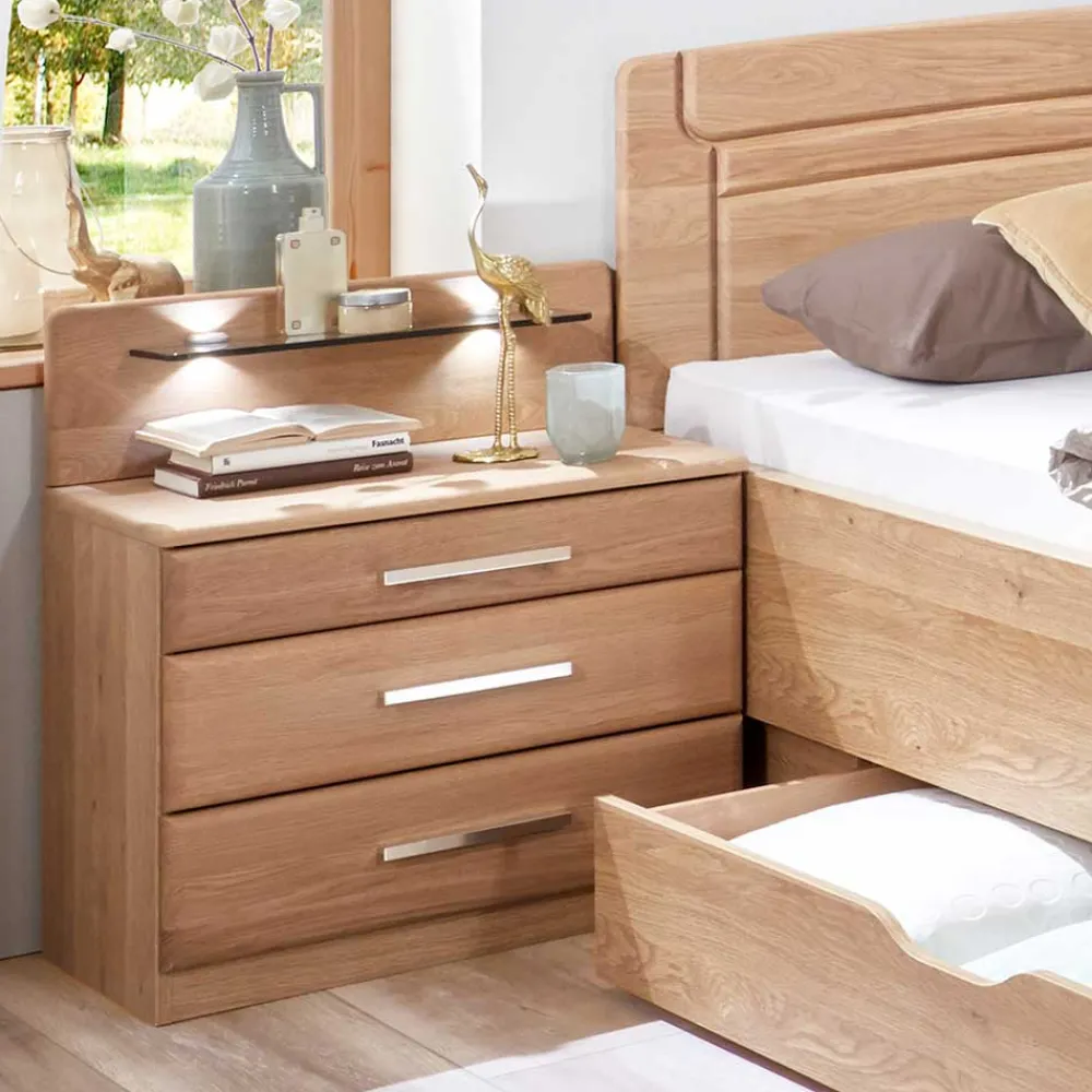 Wohnen Stauraumbett Anlage aus Eiche - Sendician (dreiteilig)