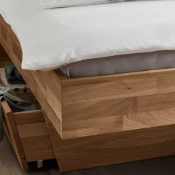 Wohnen Stauraumbett aus Wildeiche Massivholz - Esvilda