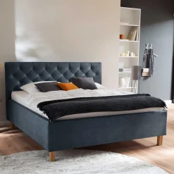 Wohnen Jugendbetten*Stauraumbett in Blaugrau & Eiche - Tagma